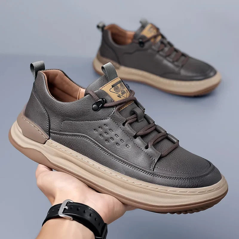 flexer™ | Orthopaedic leather sneakers - Brown / 35