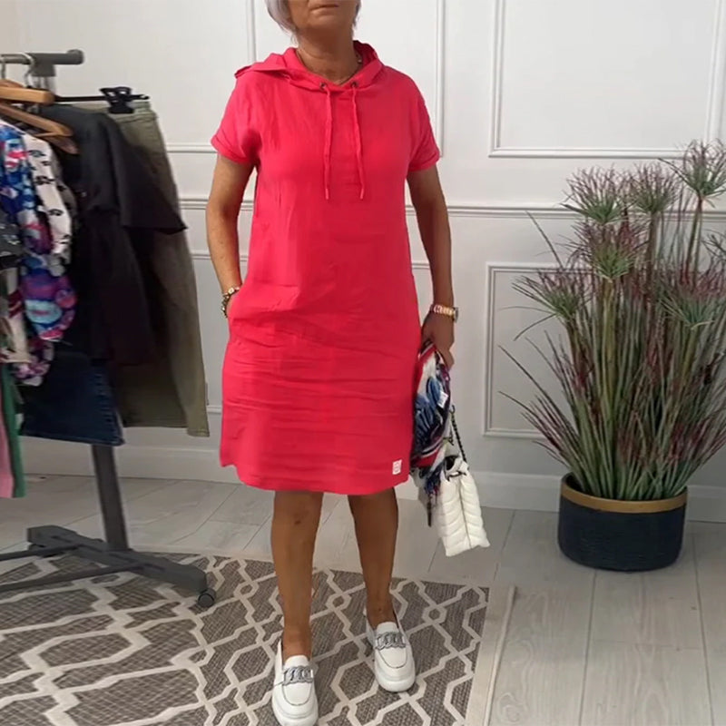 Nyla | Comfortable Short-Sleeved Casual Dress with Hood