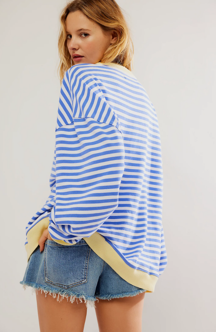 Luca | Striped oversized jumper - Sky blue / S