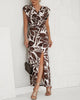 Lenna | Elegant Slim-Fit Dress with Leaf Pleats and Split