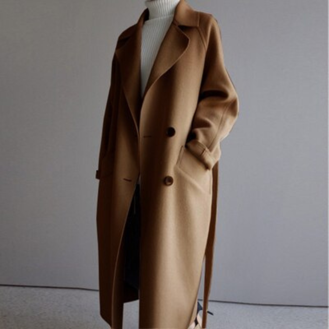 Melina™ | Stylish long coat - Brown / S