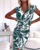 Lenna | Elegant Slim-Fit Dress with Leaf Pleats and Split