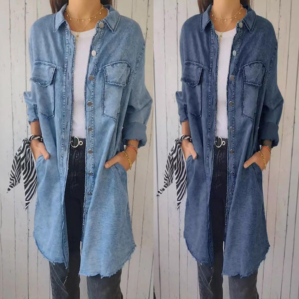 Celine™ | Comfortable women's jacket in faux denim style - Damenbekleidung - Dark blue / S