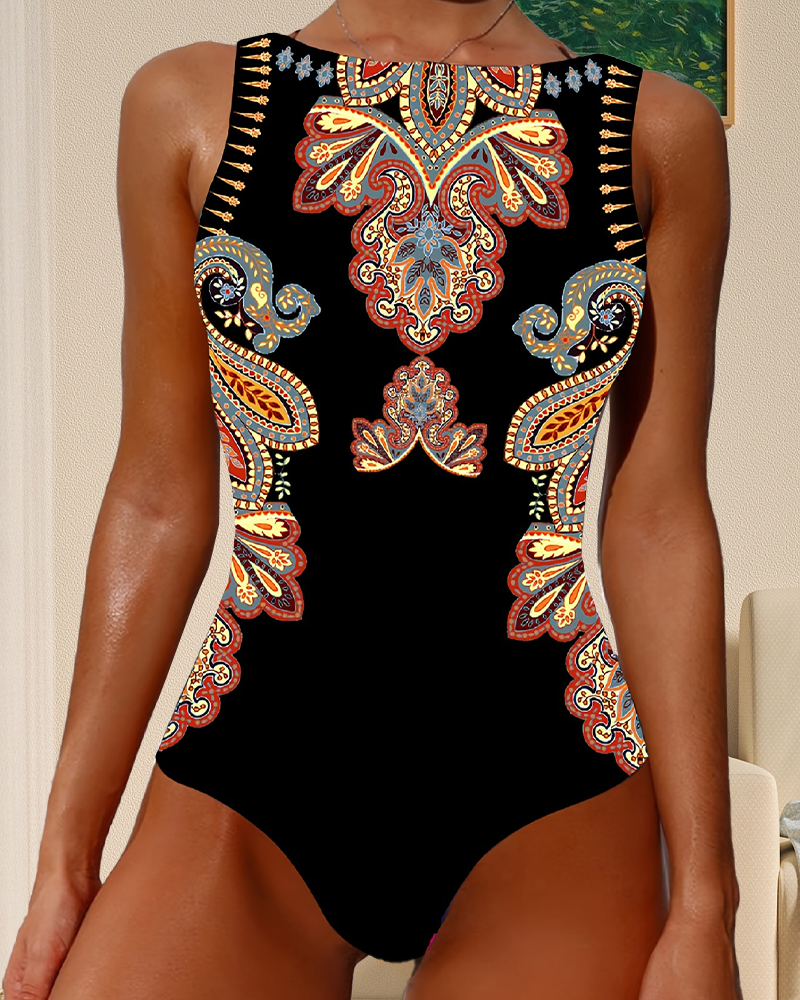 Jazz | Paisley Sleeveless One-Piece Swimsuit