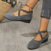Kelle | Wedge Ballet Flats with Criss-Cross Straps