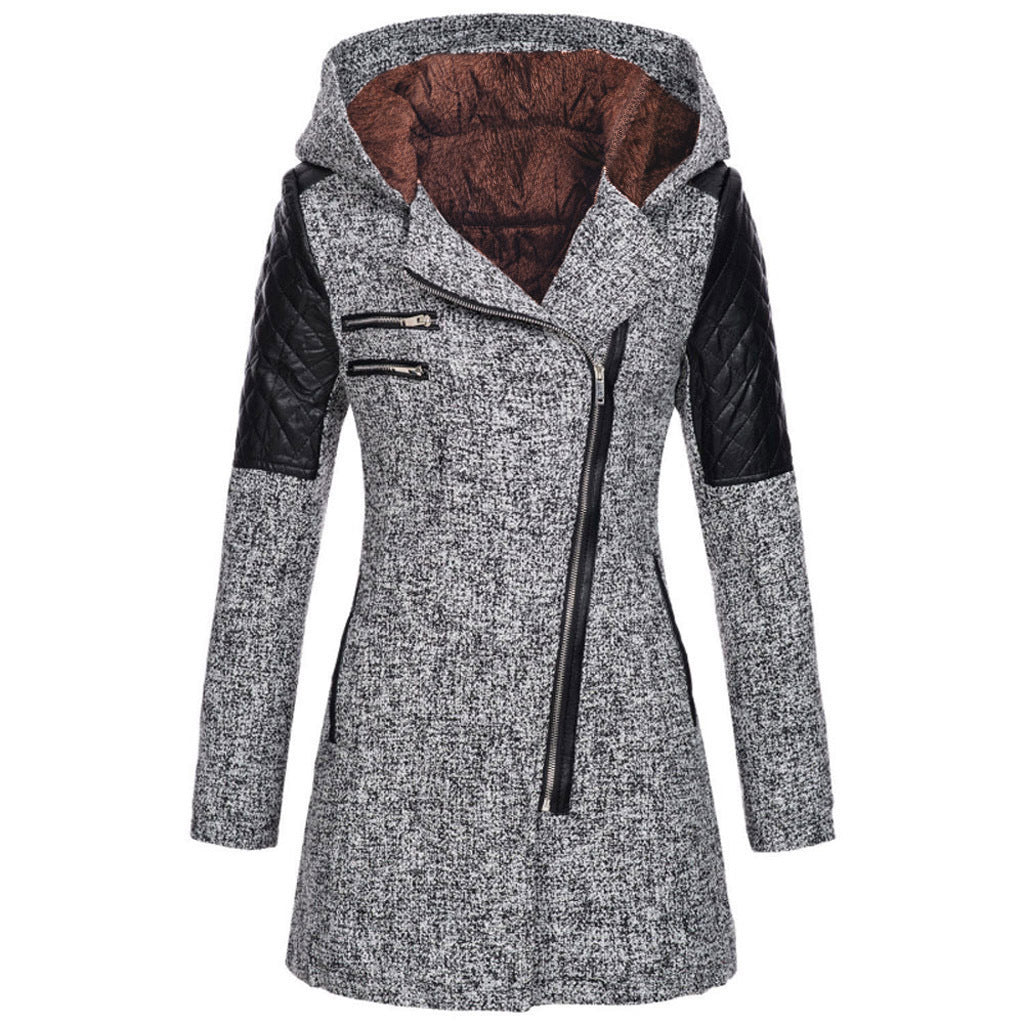 Katrine | Winter jacket - Light grey (with velvet hood) / S