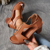 Zinia | Elegant T-Strap Wedge Sandals with Buckle