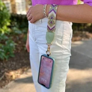 Mobile phone strap - Green/purple