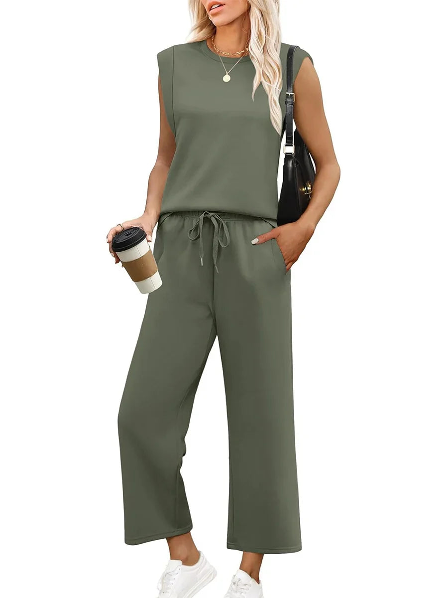 Larra | Casual Two-Piece Set with Short Sleeve and Wide Leg