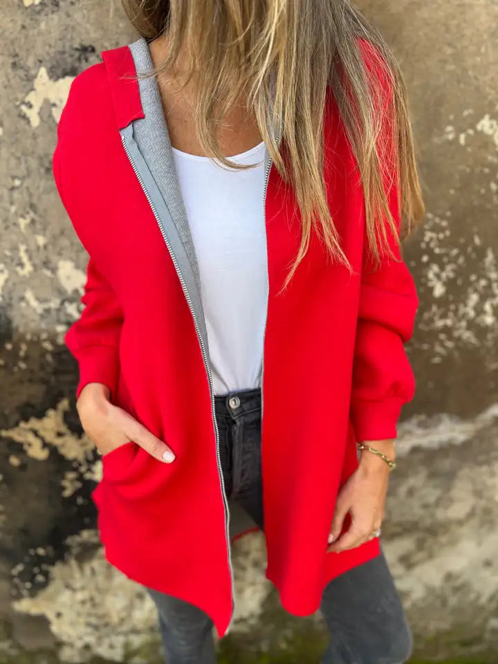 Anne™ | women's coat with hood and pockets - Women\'s Tops - Red / S