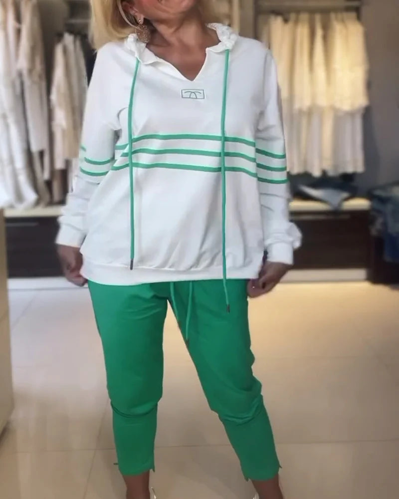 Eden | Striped Sweatshirt Set – Top &amp; Bottom