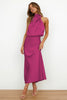 Rochelle | Feminine Satin Dress with Halter Neckline