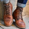 Klaus™ | Vintage leather boots with laces - Brown / 38