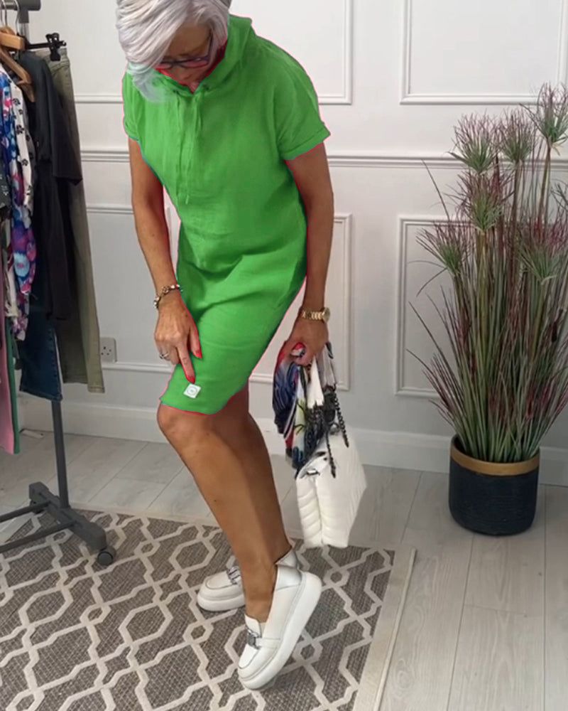 Nyla | Comfortable Short-Sleeved Casual Dress with Hood