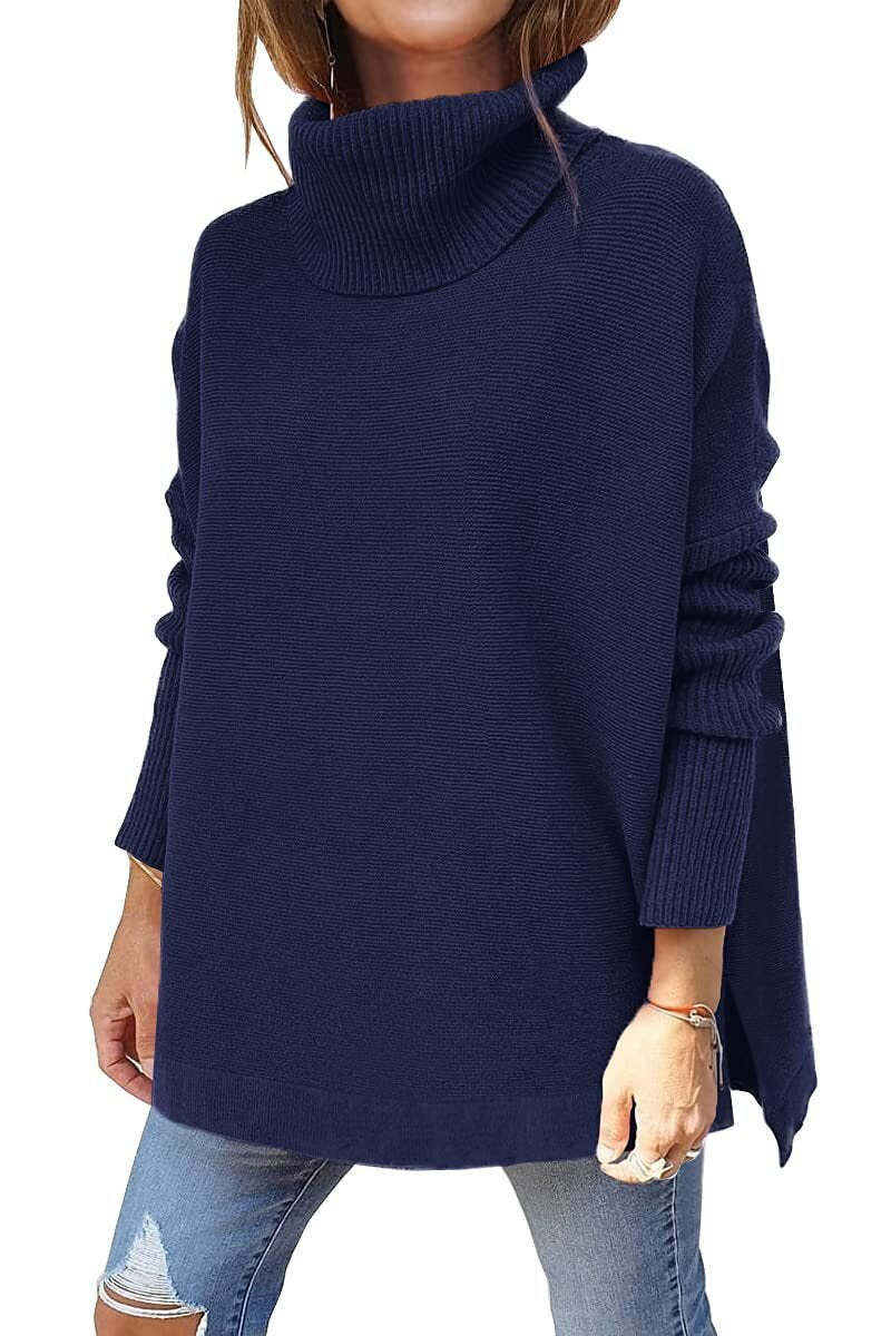 Annie™ | Oversized turtleneck jumper - Blue / S
