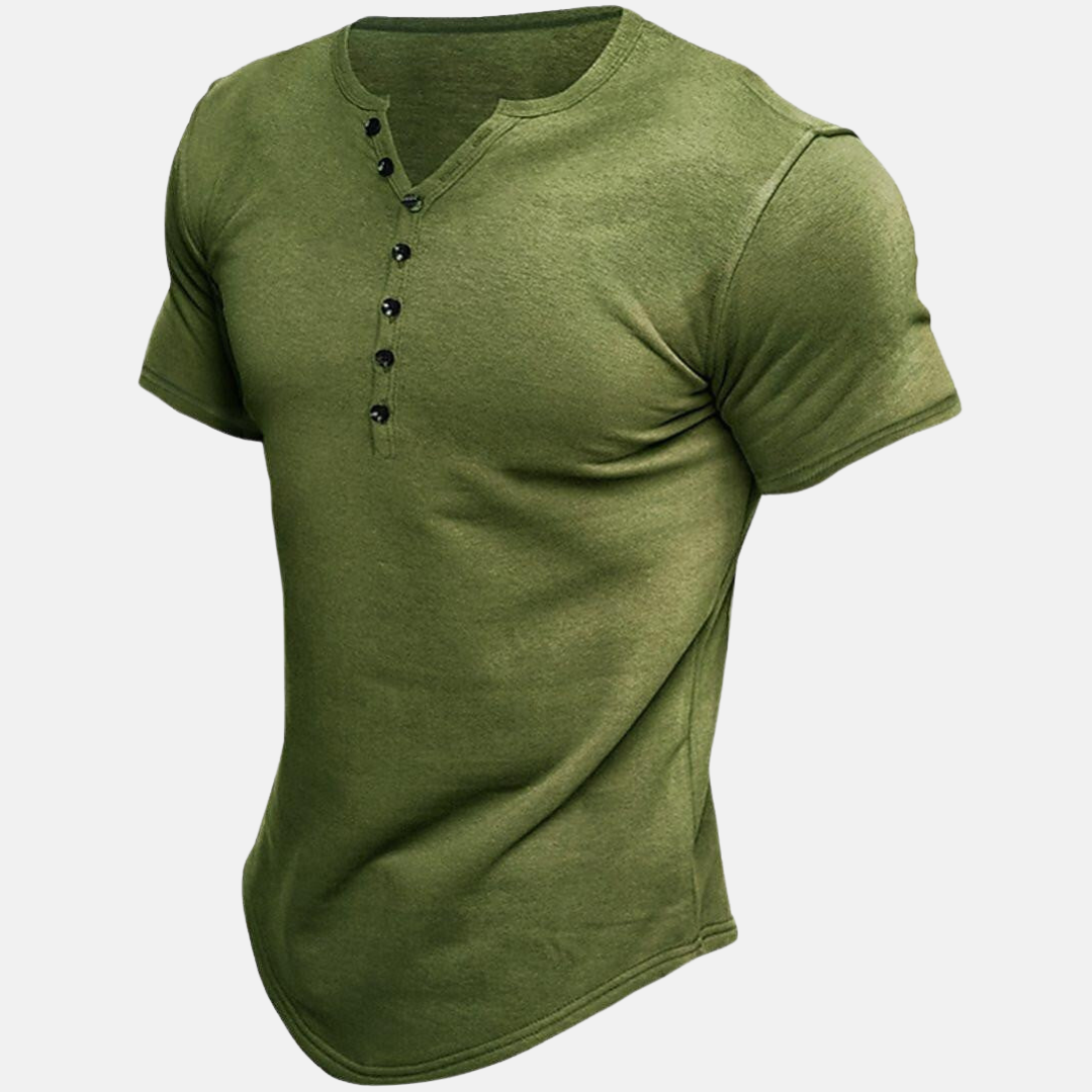Dave™ | Premium Henley shirt with short sleeves - Green / S