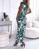 Lenna | Elegant Slim-Fit Dress with Leaf Pleats and Split