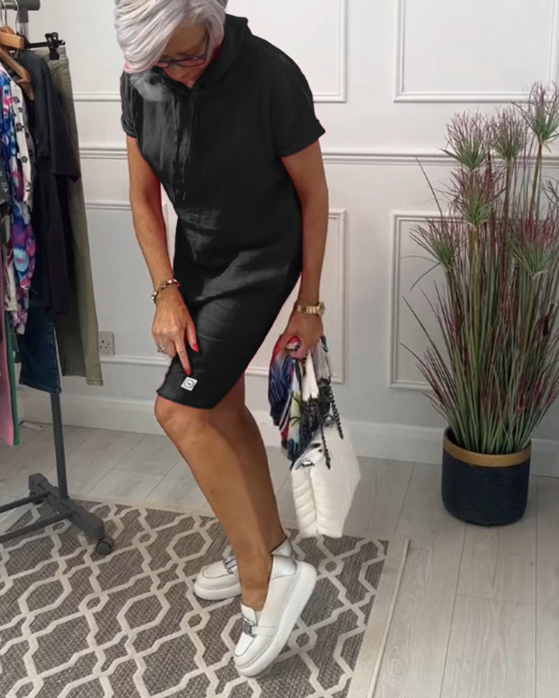 Nyla | Comfortable Short-Sleeved Casual Dress with Hood