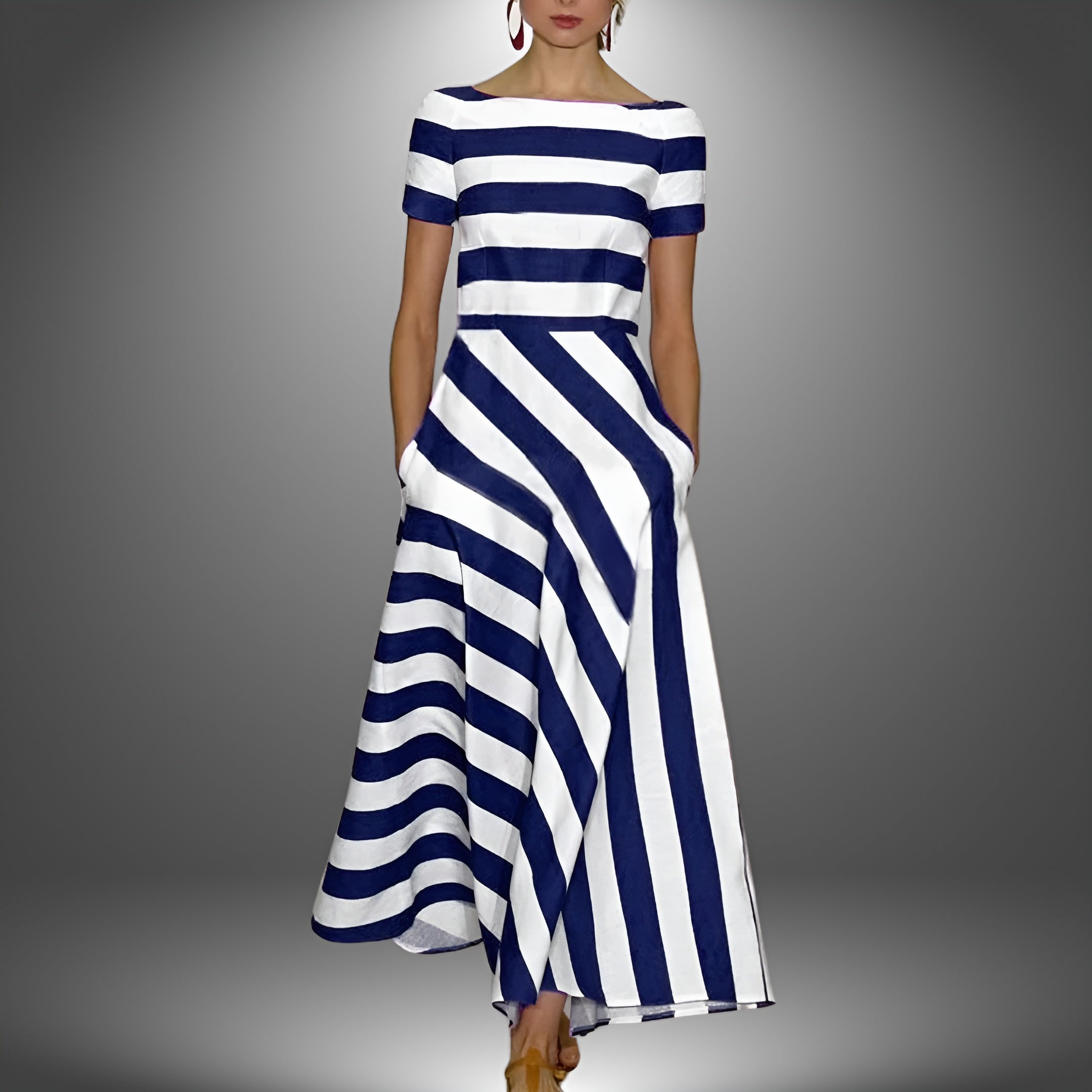 Elsie | Strapless Dress with Stripe Pattern