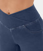 Zaira™ | High-waisted stretch flare trousers - Washed denim in light blue / S