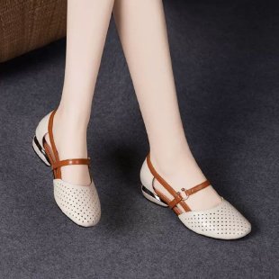 Annabelle | Elegant Sandals with Low Heel and Round Toe