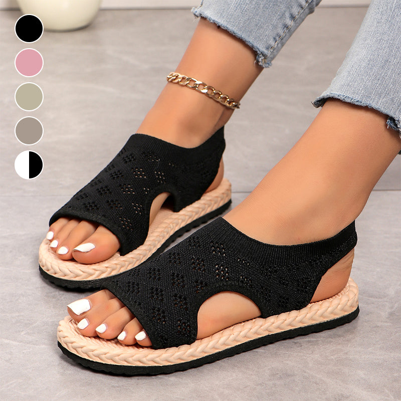 Ivory | Comfortable Flat Mesh Sandals for Women