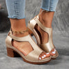 Zinia | Elegant T-Strap Wedge Sandals with Buckle