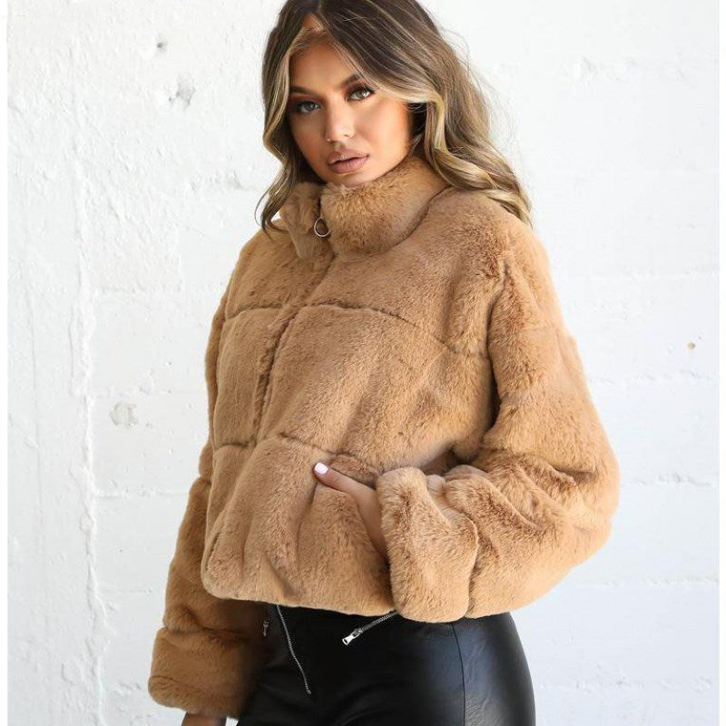 Annelie™ | Thermal jacket for cold days - women leather jacket - Khaki / S