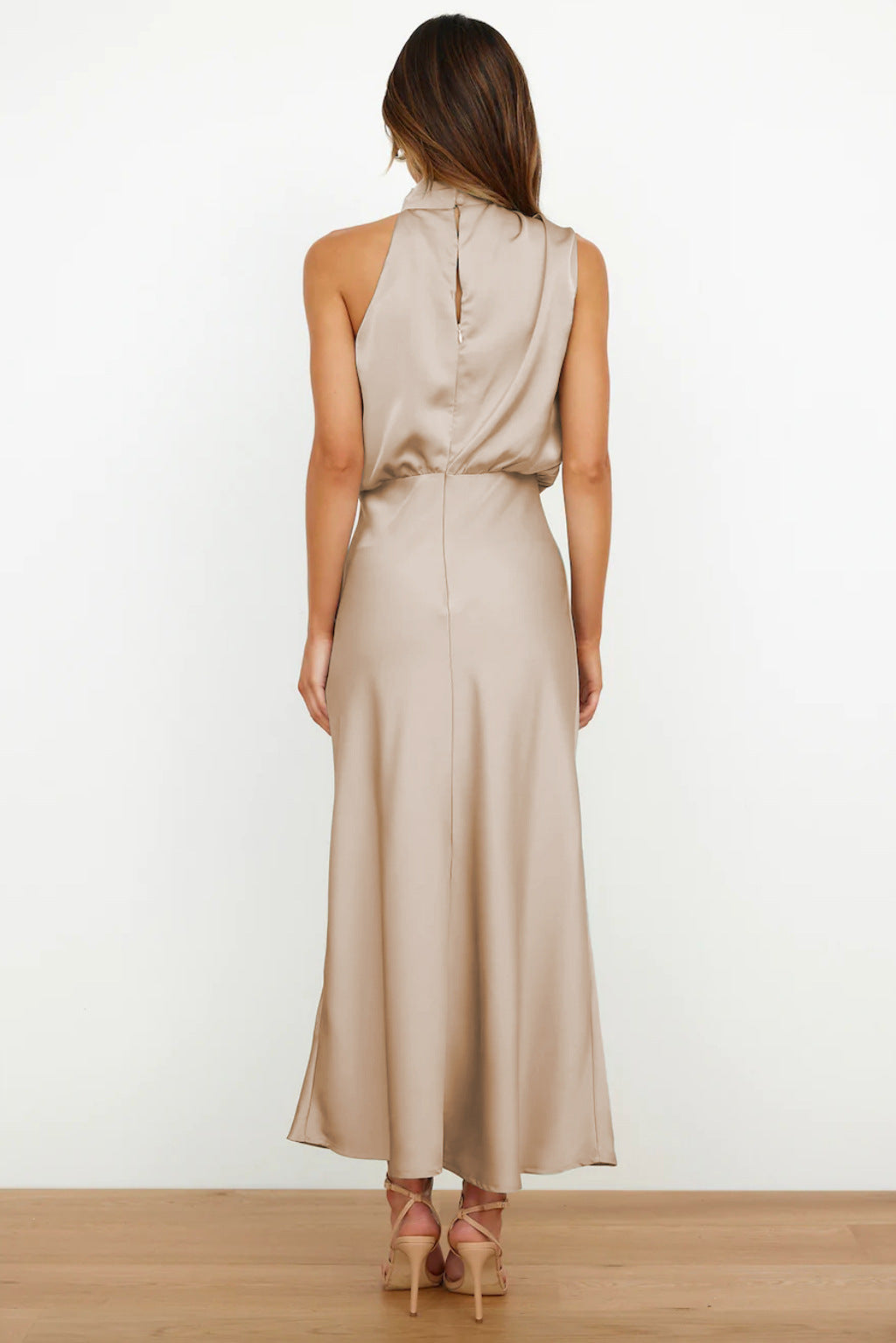 Rochelle | Feminine Satin Dress with Halter Neckline
