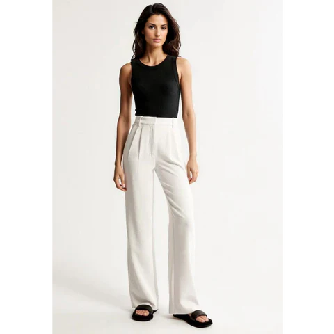 Nora | Wide ladies' trousers - Beige / S