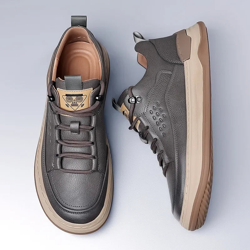 flexer™ | Orthopaedic leather sneakers - Brown / 35