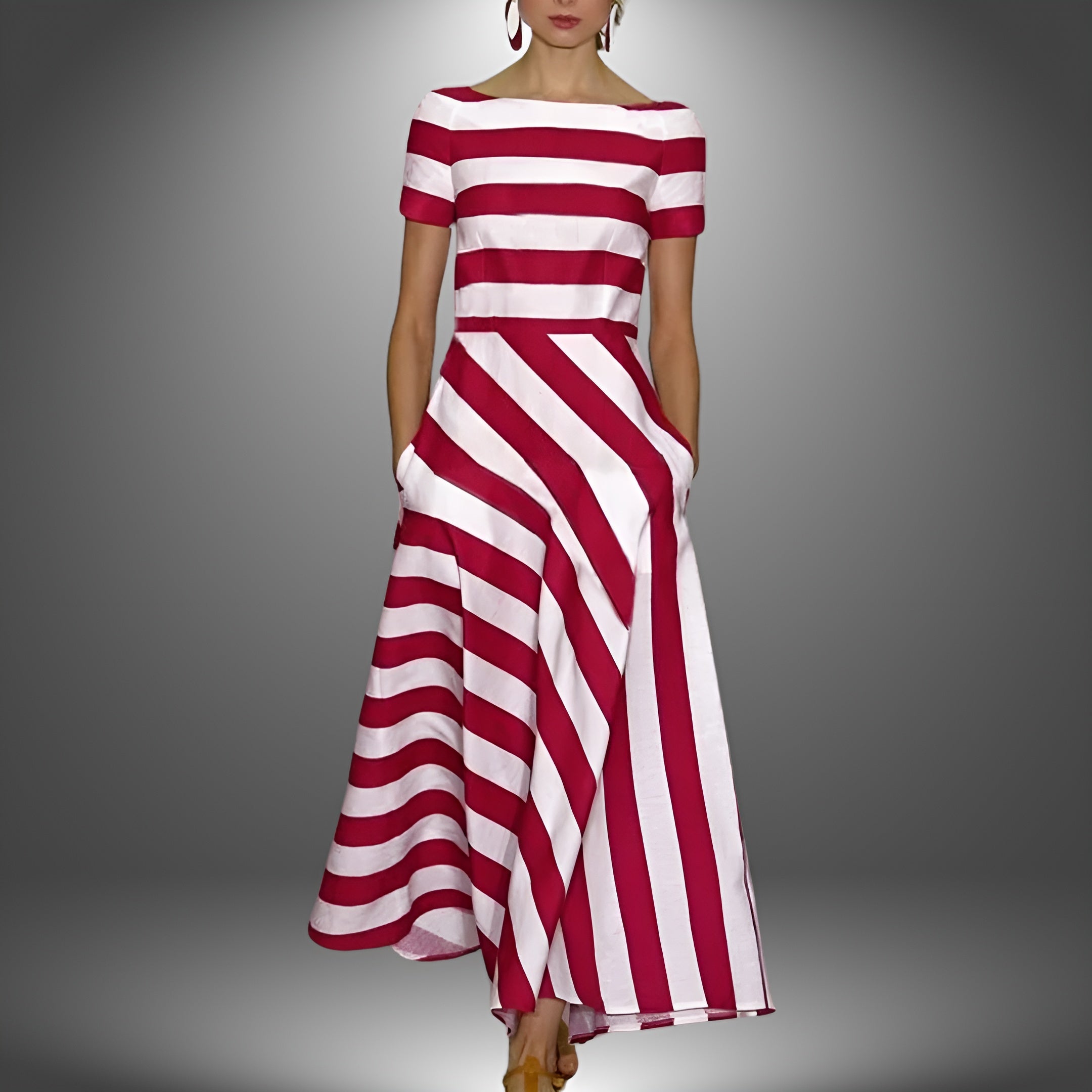 Elsie | Strapless Dress with Stripe Pattern