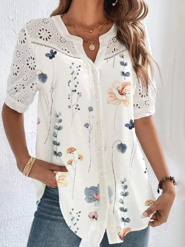 Fran | Elegant Short-Sleeved Top with Print