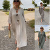 Amy | Lightweight cotton and linen dress with V-neckline