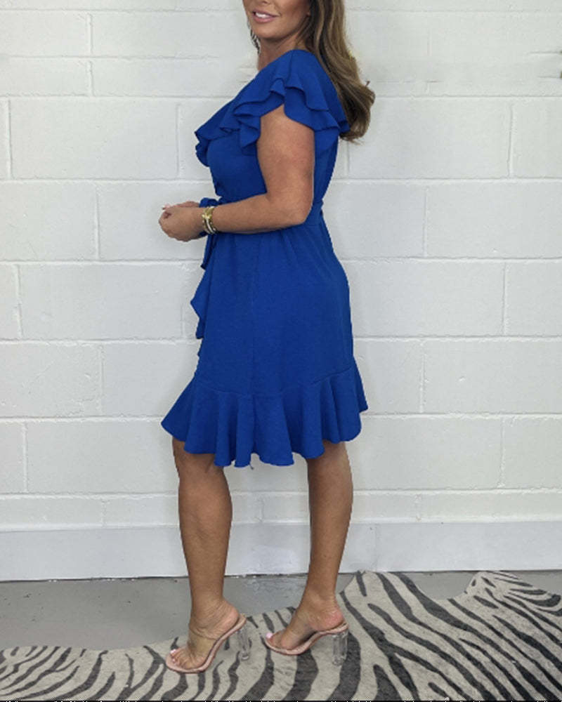 Bhea | Chic Summer Dress with V-Neck and Ruffle Details