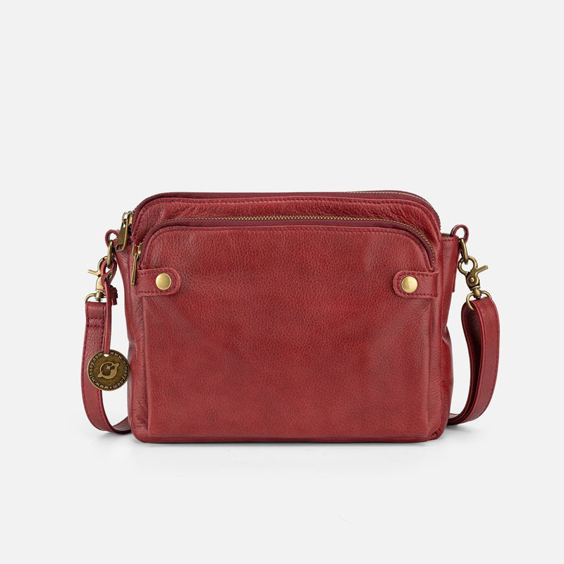 Cecilie | Shoulder bag and handbag made from three layers of leather - Red