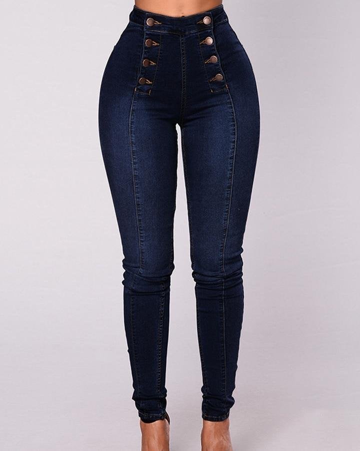 Violetta™ - High-waist jeans with double button placket
