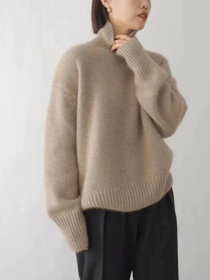 Vivien | Classic turtleneck jumper - Sweater - Beige / S