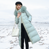 Elvira™ - Luxurious winter jacket for women - Baby blue with beige collar lining in coffee brown / M