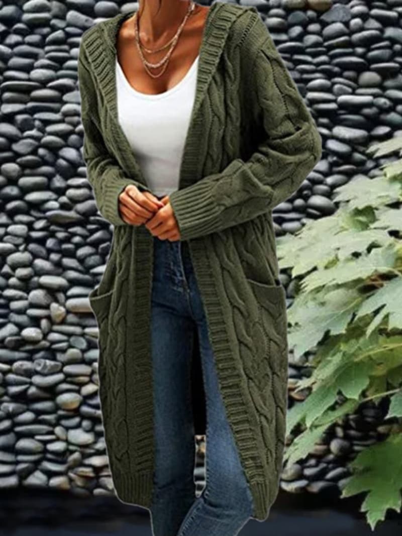 Isabell | Ladies cardigan with pockets - Army green / S