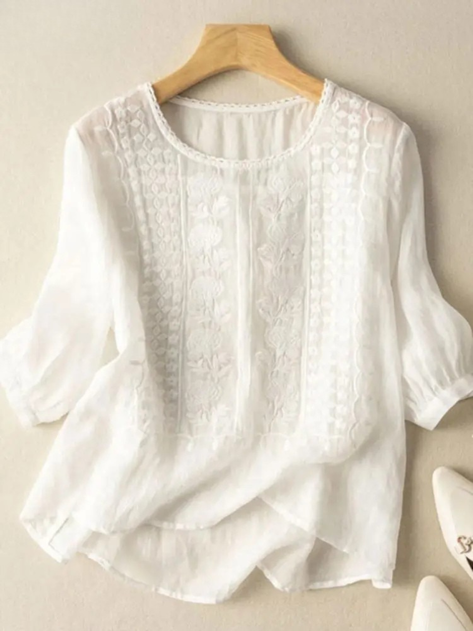 Constance | Stylish Blouse with Delicate Embroidery Details