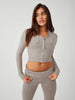 Olivia | Knitted hoodie set with zip - Grey / S