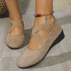 Kelle | Wedge Ballet Flats with Criss-Cross Straps