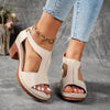 Zinia | Elegant T-Strap Wedge Sandals with Buckle