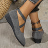 Kelle | Wedge Ballet Flats with Criss-Cross Straps