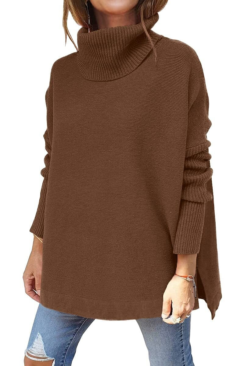 Annie™ | Oversized turtleneck jumper - Dark brown / S