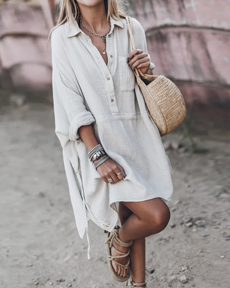 Daliah | Urban Shirt Mini Dress with Cuff Sleeves