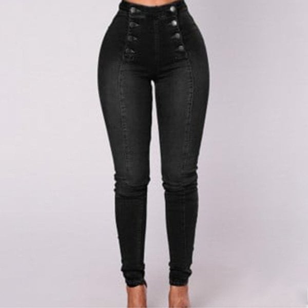 Violetta™ - High-waist jeans with double button placket