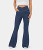 Zaira™ | High-waisted stretch flare trousers - Washed denim in light blue / S