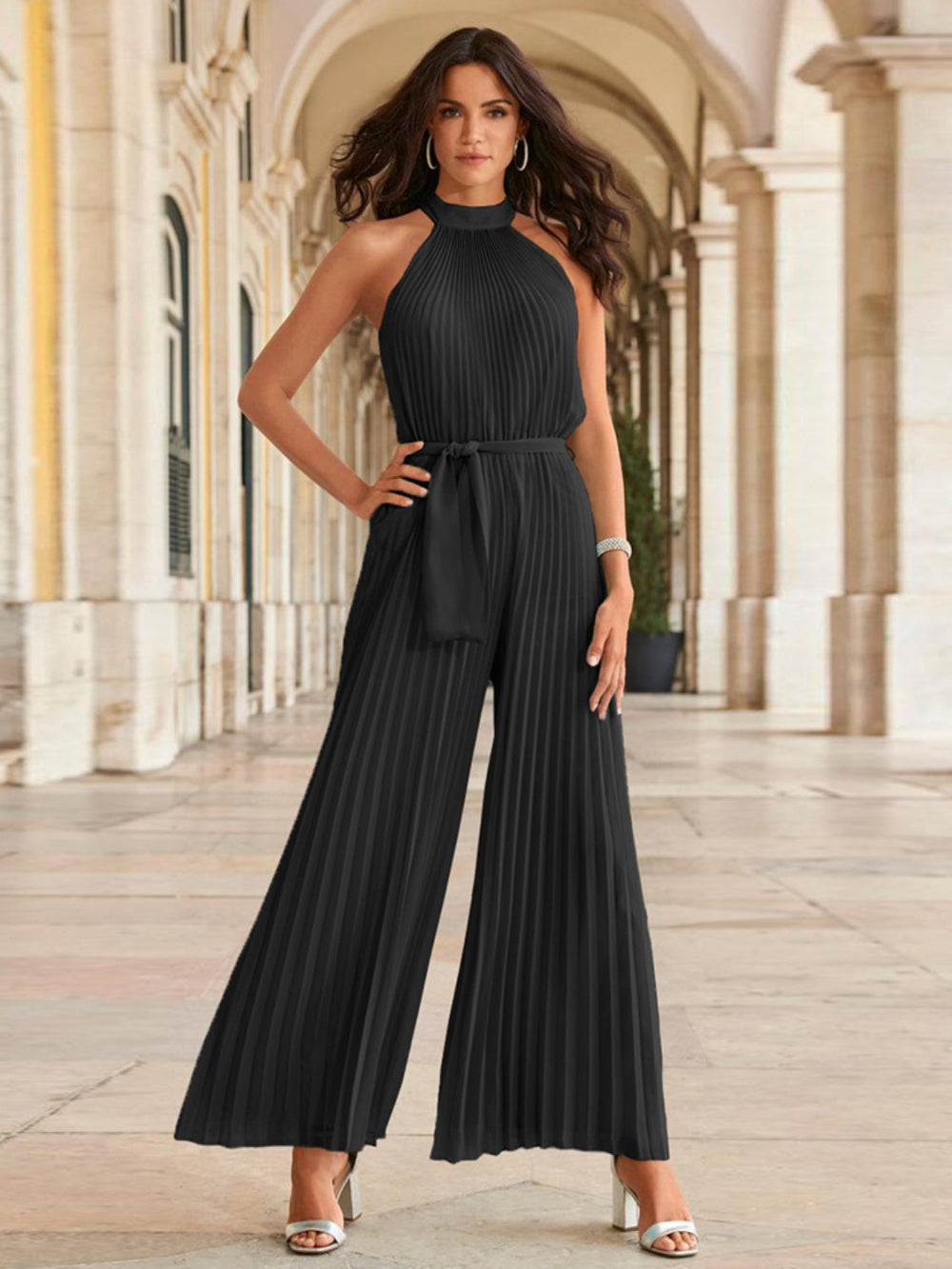 Elen | Pleated Jumpsuit with Halter Neck